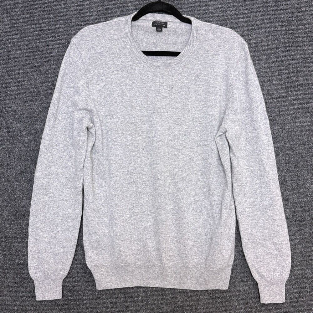 J.Crew Mens 100% Cashmere Crewneck Sweater Charcoal Grey Heather J6384 HO19 L